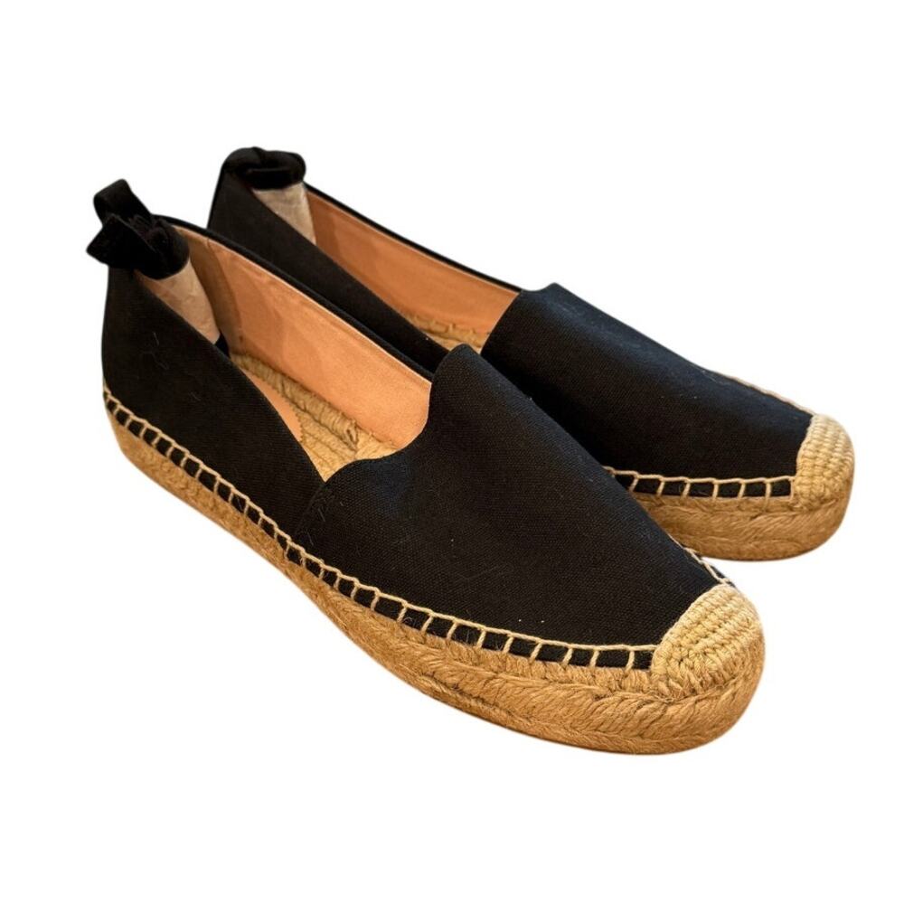 J.Crew Lace-Up Espadrille Flats Navy Canvas Ribbon Tie Size 8.5 NWOT Summer - Picture 5 of 12